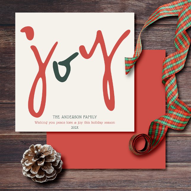 Bold Simple Joy Red Green Card Karte (Von Creator hochgeladen)