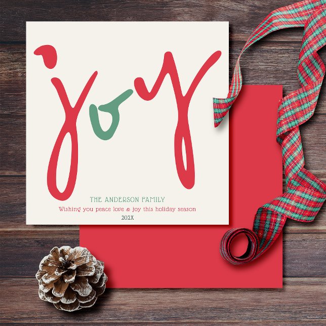Bold Simple Joy Red Green Karte (Von Creator hochgeladen)