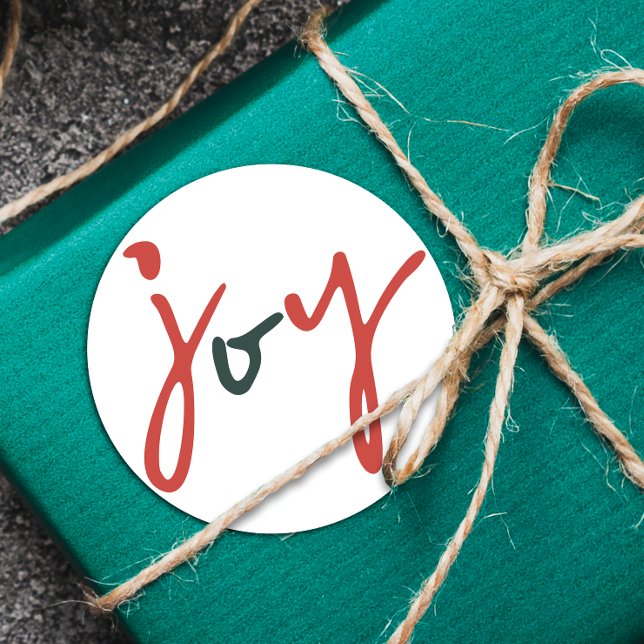 Bold Simple Joy Red Green Runder Aufkleber (Von Creator hochgeladen)