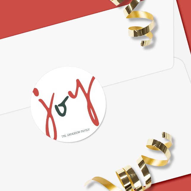 Bold Simple Joy Red Green Runder Aufkleber (Von Creator hochgeladen)