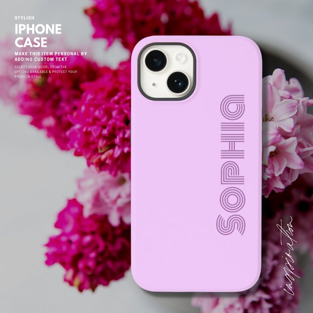Bold Simple Retro Lilac Lavender Monogramm Name Case-Mate iPhone Hülle (Von Creator hochgeladen)