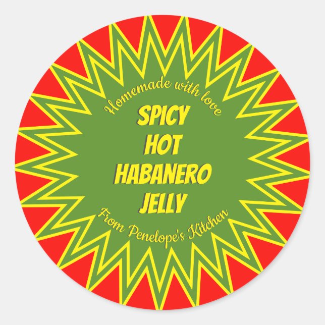 Bold Spicy Hot Habanero Jelly Jar Canning Runder Aufkleber (Vorderseite)