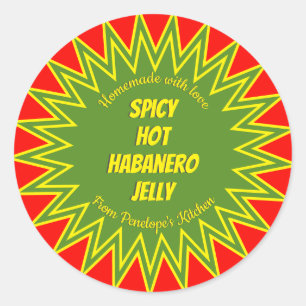 Bold Spicy Hot Habanero Jelly Jar Canning Runder Aufkleber