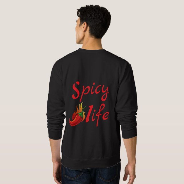 Bold Spicy Life Chili Flame Design Sweatshirt (Schwarz voll)