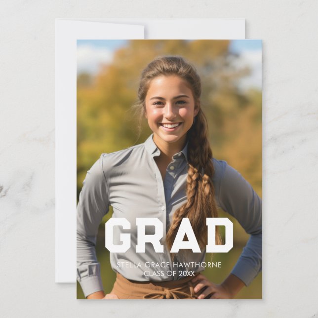 Bold Sport Athlete Photo Grad Ankündigung (Vorderseite)