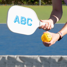 Bold Sport Blue 3 Letter Stack Monogram Pickleball Schläger