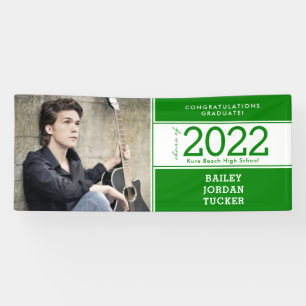 Bold Sporty Dark Green Foto Graduation Banner