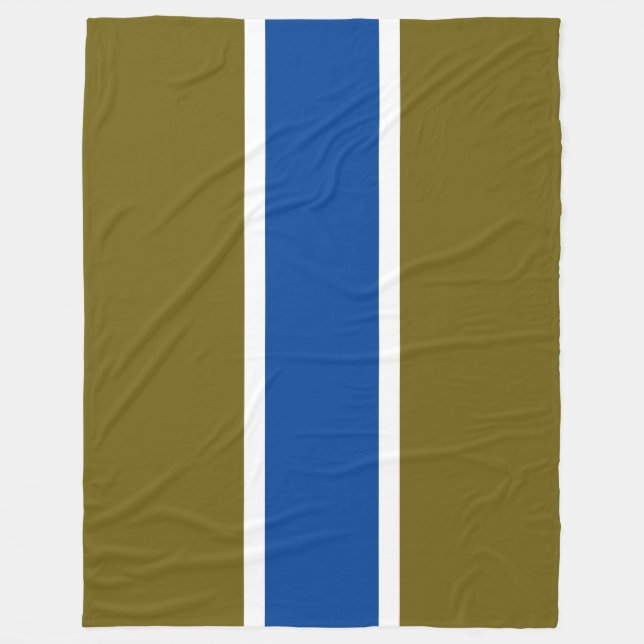 Bold Sporty Royal Blue White Golden Olive Streifen Fleecedecke (Vorderseite)