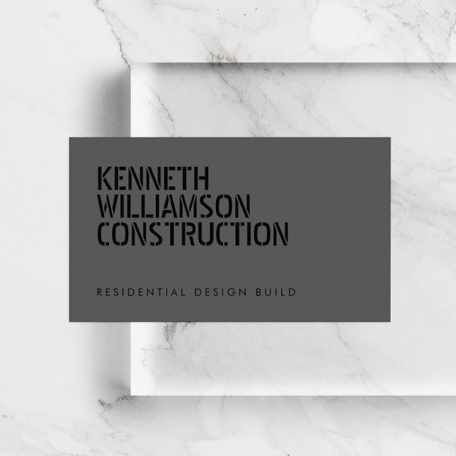 Bold Stenciled Dark Gray Construction Visitenkarte (Von Creator hochgeladen)