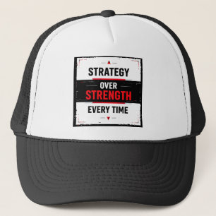 Bold "Strategy Over Strength Every Time" Graphic w Truckerkappe