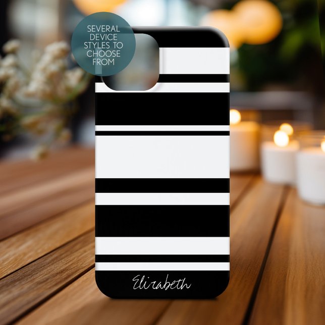 Bold Strip Musterskriptname - Schwarz-weiß Case-Mate iPhone Hülle (Personalized Phone Case)