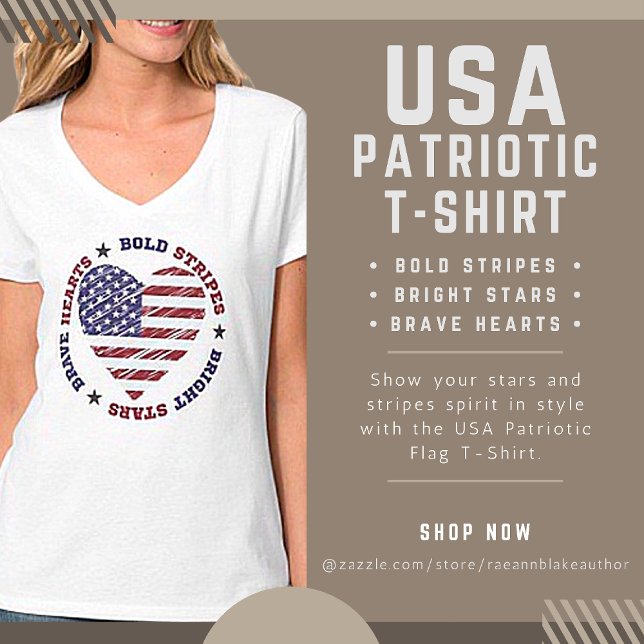 Bold Stripes Bright Stars Brave Hearts USA T - Shi T-Shirt (Von Creator hochgeladen)
