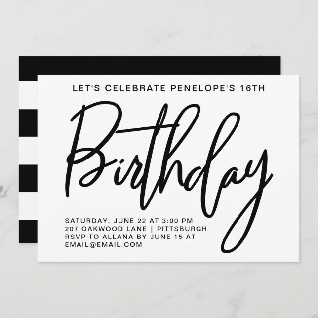 Bold Stripes Geburtstagsparty Einladung (Vorne/Hinten)