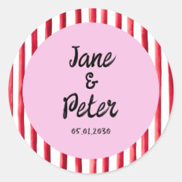 Bold Stripes Modern Red and Pink Wedding Stickers