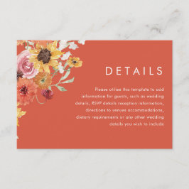Bold Summer Floral Modern Wedding Details Begleitkarte