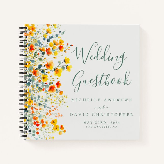 Bold Summer Floral Wedding Guest Book Notizbuch (Vorderseite)