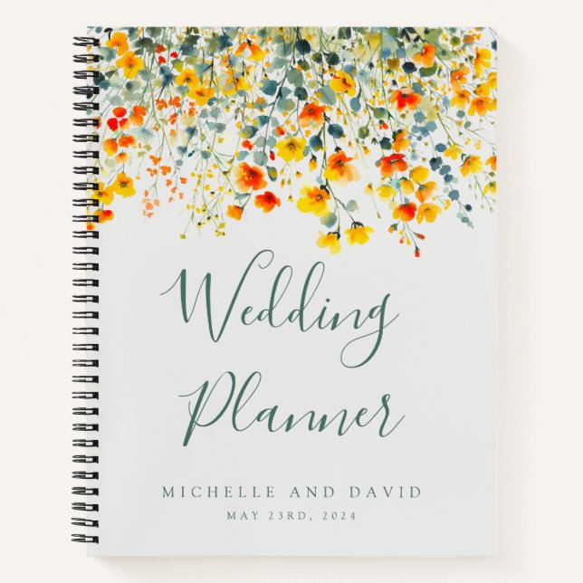 Bold Summer Floral Wedding Planner Notizbuch (Vorderseite)