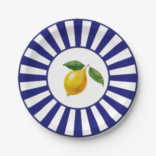Bold Sunburst Watercolor Lemon Italienisch Pappteller