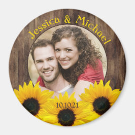 Bold Sunflower Wood Foto Wedding Save the Date Magnet
