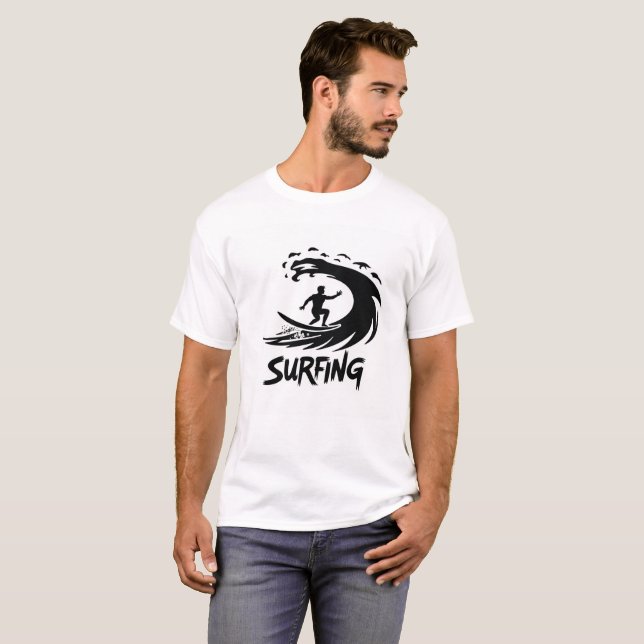 Bold Surfer Silhouette Wave T-Shirt (Vorne ganz)