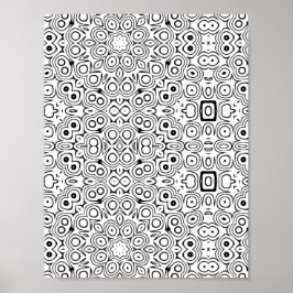 Bold Symmetry Pattern Coloring Page with Circles Poster