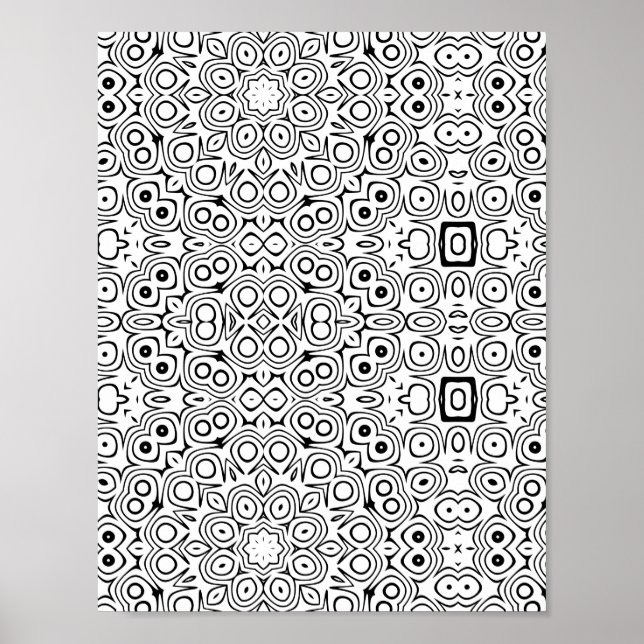 Bold Symmetry Pattern Coloring Page with Circles Poster (Vorne)