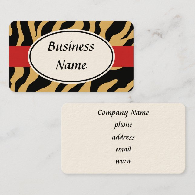Bold Tan Zebra Business Card Visitenkarte (Vorne/Hinten)
