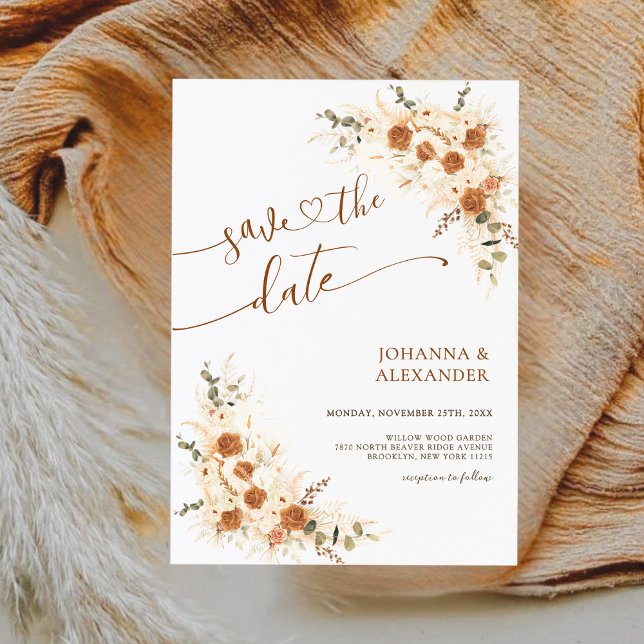 Bold Terracotta Boho Bohemisch QR Code Wedding Save The Date (Von Creator hochgeladen)