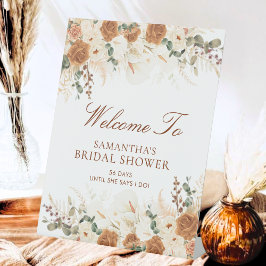 Bold Terracotta Floral Welcome to the Shower Sockelschild