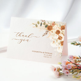 Bold Terracotta Rose Calla Lily Wedding Vielen Dan Dankeskarte