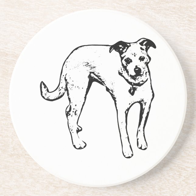 Bold Terrier Mix Portrait Untersetzer (Vorne)