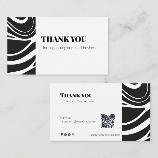 Bold Thank You Card QR Code Small Business Visitenkarte (Vorne/Hinten)