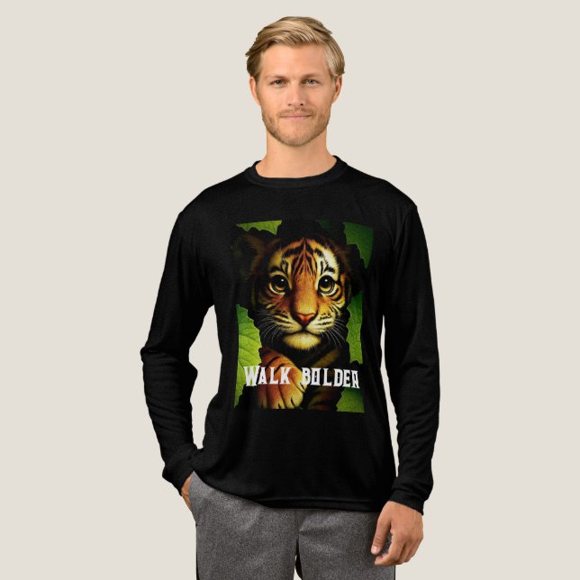 Bold Tiger Cub in Jungle Leaves | Men's T-shirt Tri-Blend Shirt (Volle Vorderseite)