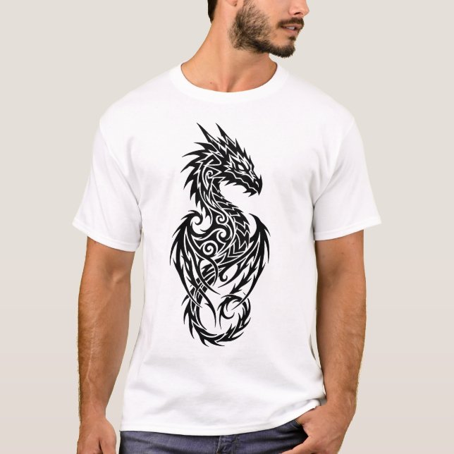 Bold Tribal Dragon Silhouette Graphic T-Shirt (Vorderseite)