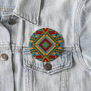 Bold Tribal Geometric Muster farbenfroh Ethnic Boh Button
