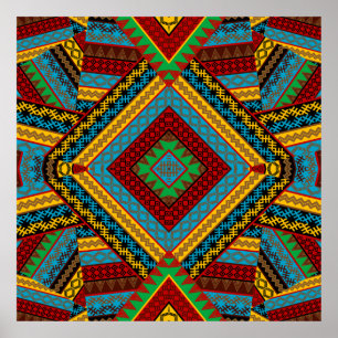 Bold Tribal Geometric Muster farbenfroh Ethnic Boh Poster