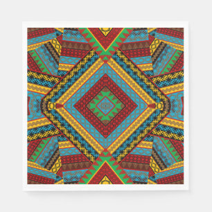 Bold Tribal Geometric Muster farbenfroh Ethnic Boh Serviette
