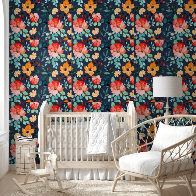 Bold Tropical Blossoms – Vibrant Flower Pattern Tapete (Kinder)