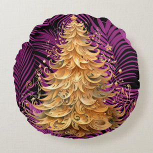 Bold Tropical Christmas Round Throw Kissen