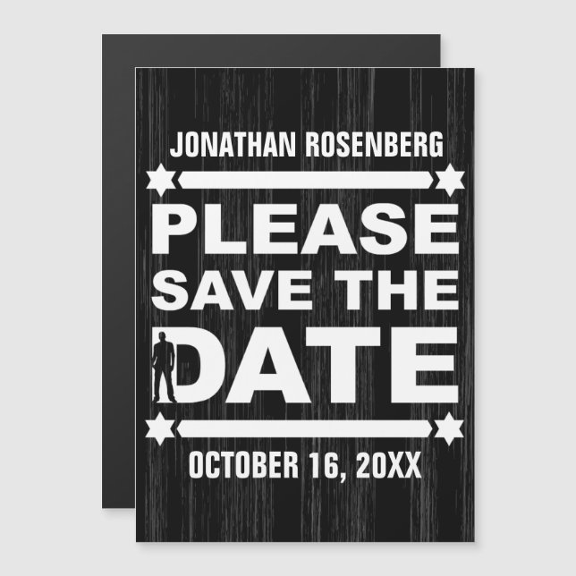 Bold Typ Bar Mitzvah Save the Date Black Magneteinladung (Vorne/Hinten)
