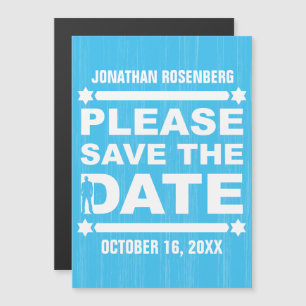 Bold Typ Bar Mitzvah Save the Date Light Blue Magneteinladung