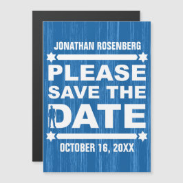 Bold Typ Bar Mitzvah Save the Date Navy Blue Magneteinladung