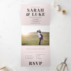 BOLD TYPE Modernes All-in-One-Foto-Hochzeit Dreifach Gefaltete Einladung