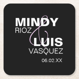 Bold Typografy Ampersand Pink Black Rechteckiger Pappuntersetzer