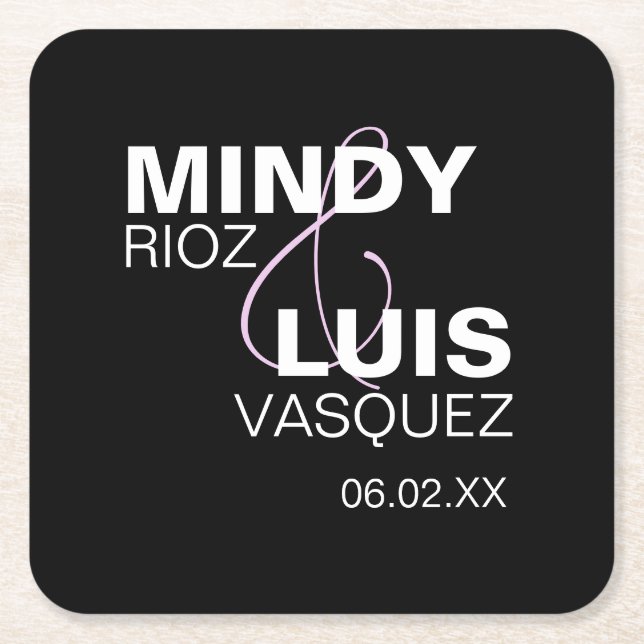 Bold Typografy Ampersand Pink Black Rechteckiger Pappuntersetzer (Vorderseite)