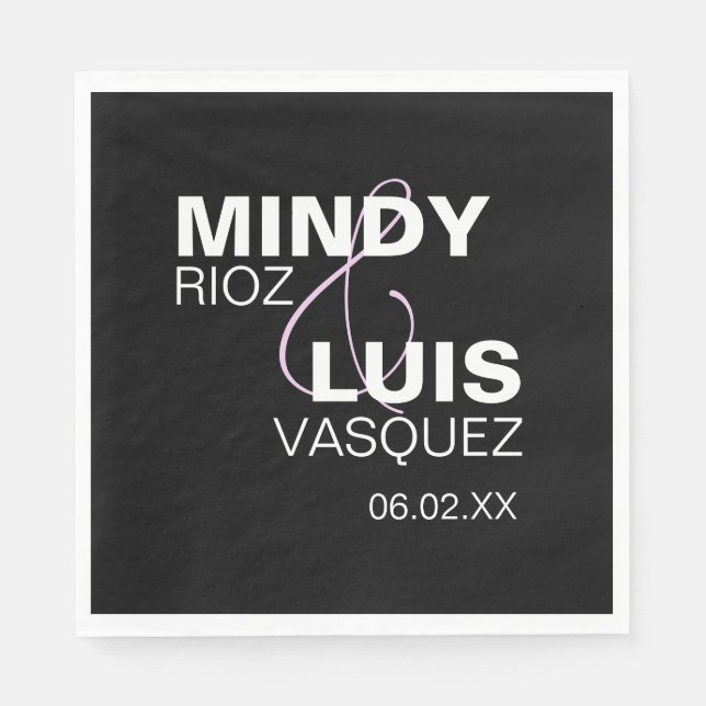 Bold Typografy Ampersand Pink Black Serviette (Vorderseite)