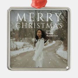 Bold Typografy Foto Modern Christmas Ornament Aus Metall