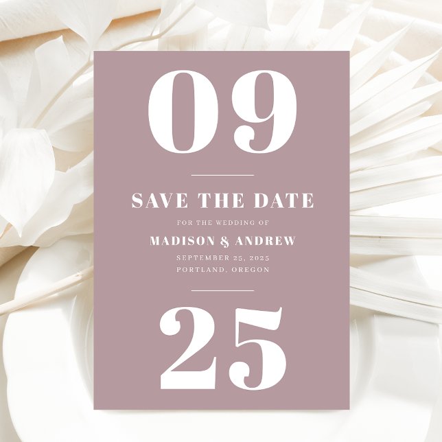 Bold Typografy Mauve Save the Date Lila (Von Creator hochgeladen)
