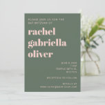 Bold Typografy Modern Pink Green Bat Mitzvah Einladung<br><div class="desc">Fette Typografie Rosa und Grün Forest Green Moderne Bat Mitzvah Einladung</div>