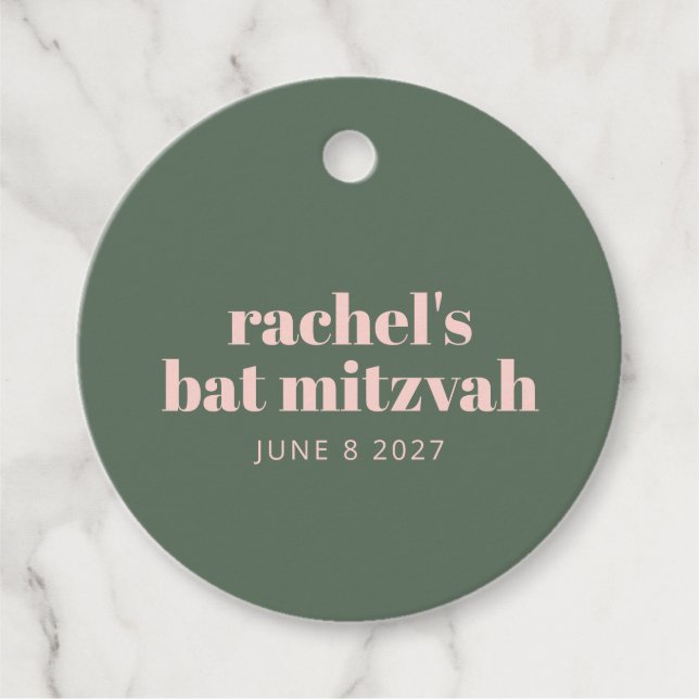 Bold Typografy Modern Pink Green Personalisiert Geschenkanhänger (Vorderseite)